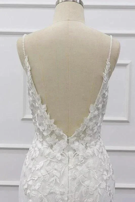 Best Spaghetti Strap Appliques Mermaid Elegant Wedding Dresses - Image 8