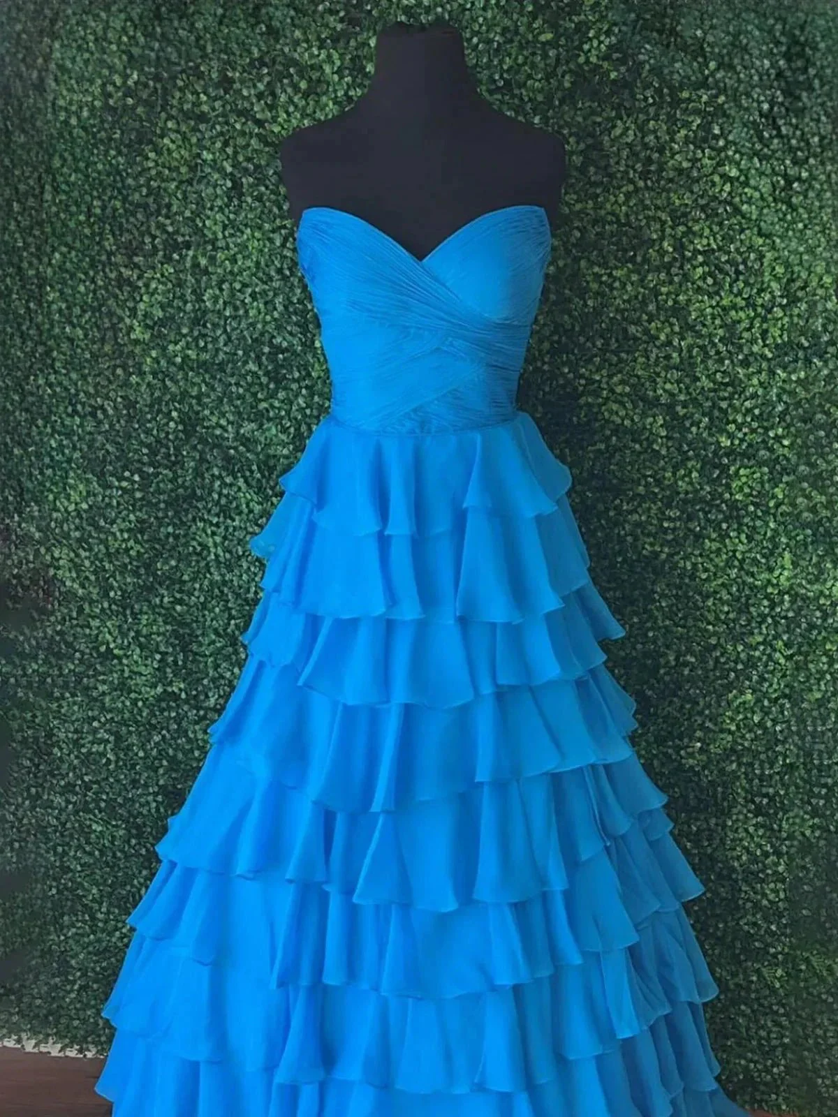 Bindi | Sweetheart Blue Chiffon Tiered A-line Prom Dresses - Image 3