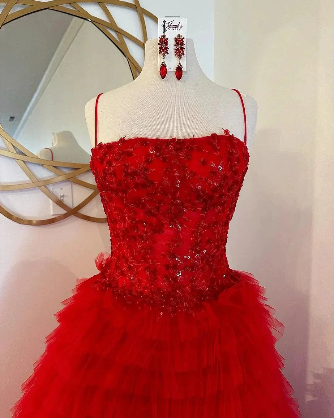 Jordan | A-Line Tiered Sequins Tulle Long Prom Dress - Image 8