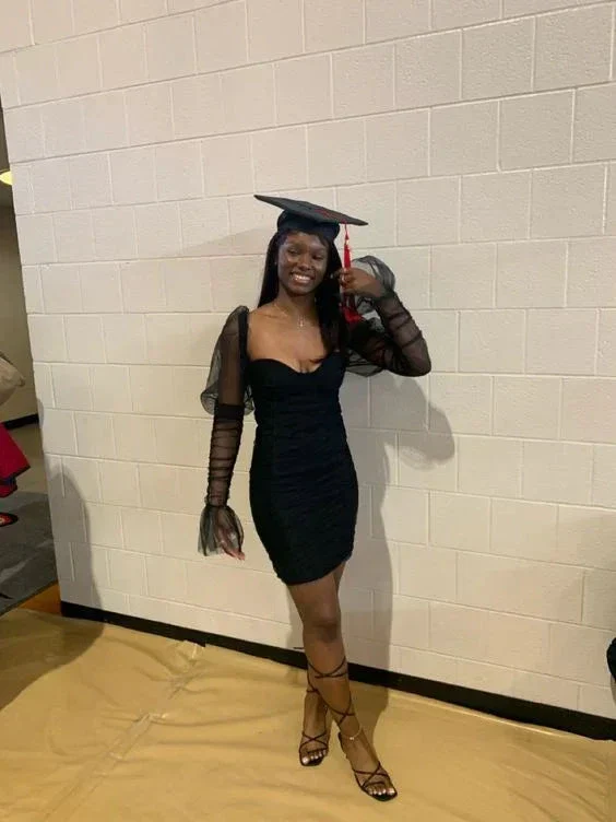 Black Bodycon Dress Black Graduation Dress Short Homecoming Dress Y2008 - Image 2