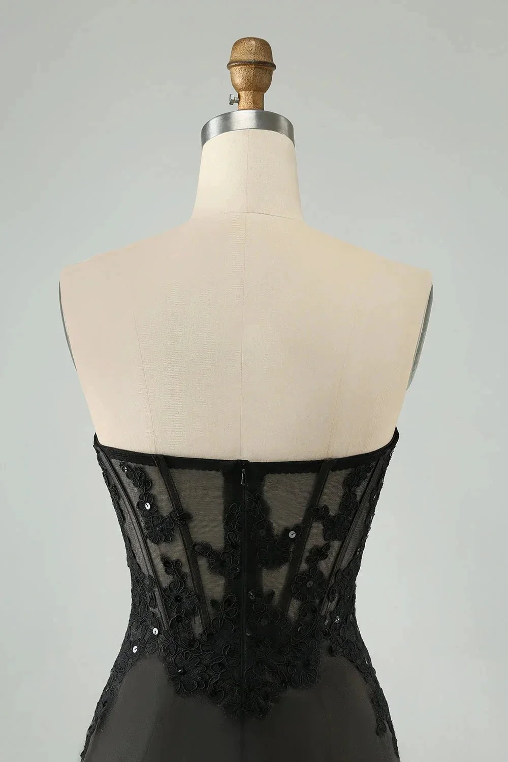 Black Bodycon Sweetheart Corset Short Homecoming Dress with Appliques - Image 6