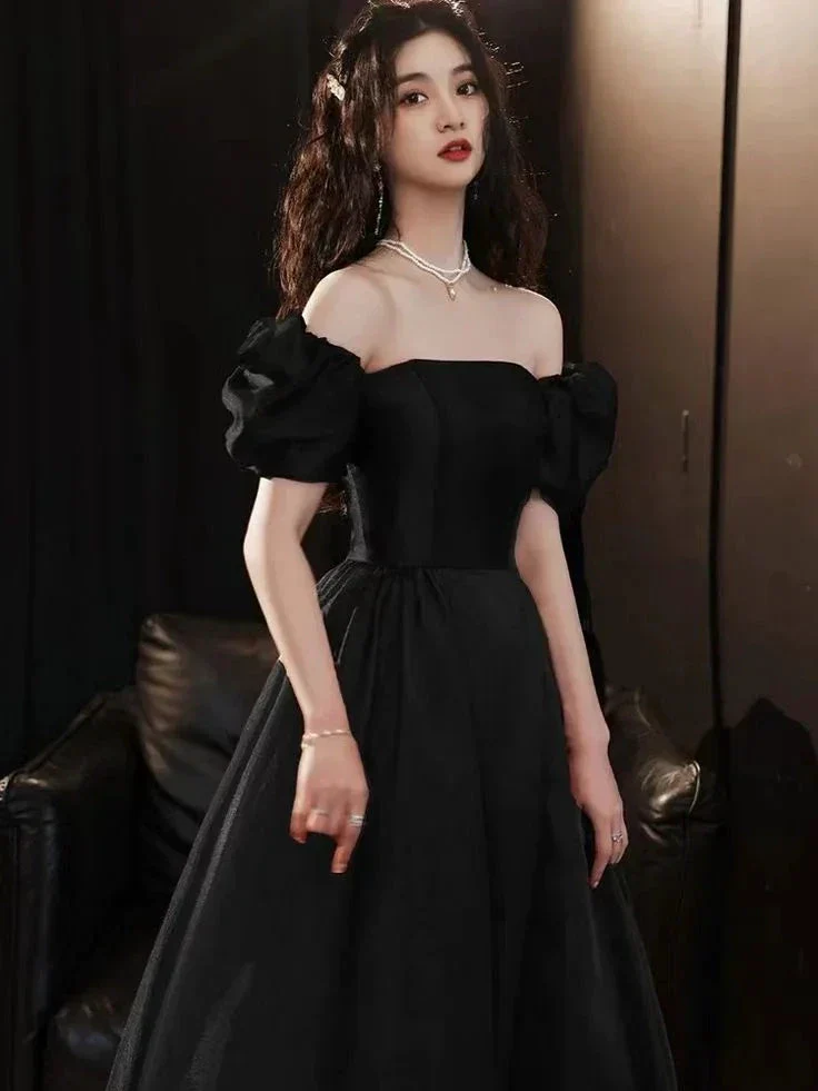 Black evening dress new style satin prom dress princess birthday dress custom made Y4953 - Image 2