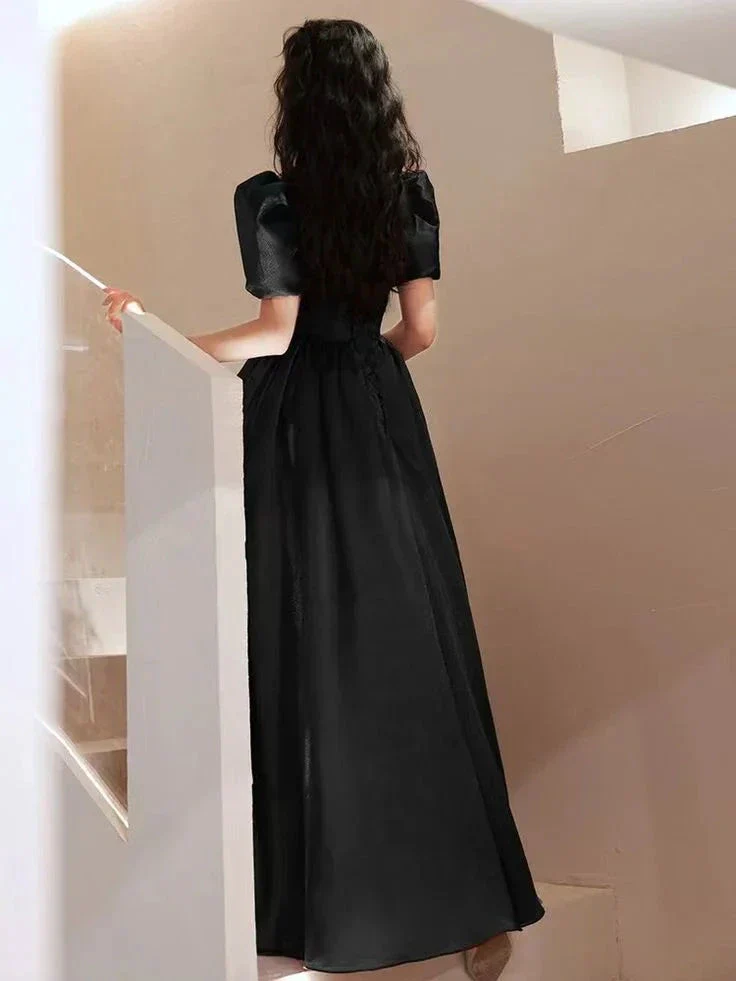 Black evening dress new style satin prom dress princess birthday dress custom made Y4953 - Image 3