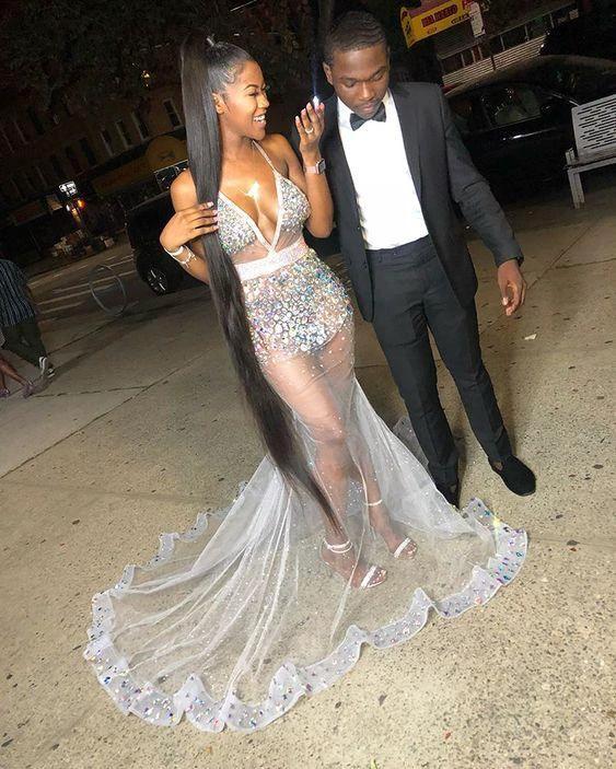 Black Girl African Girl Prom Gowns Evening Formal Dresses Shiny Evening Dress Y1381 - Image 2