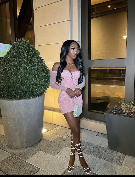 Black Girls 18th Outfit Pink Sexy Homecoming Dress Y22 - Image 2