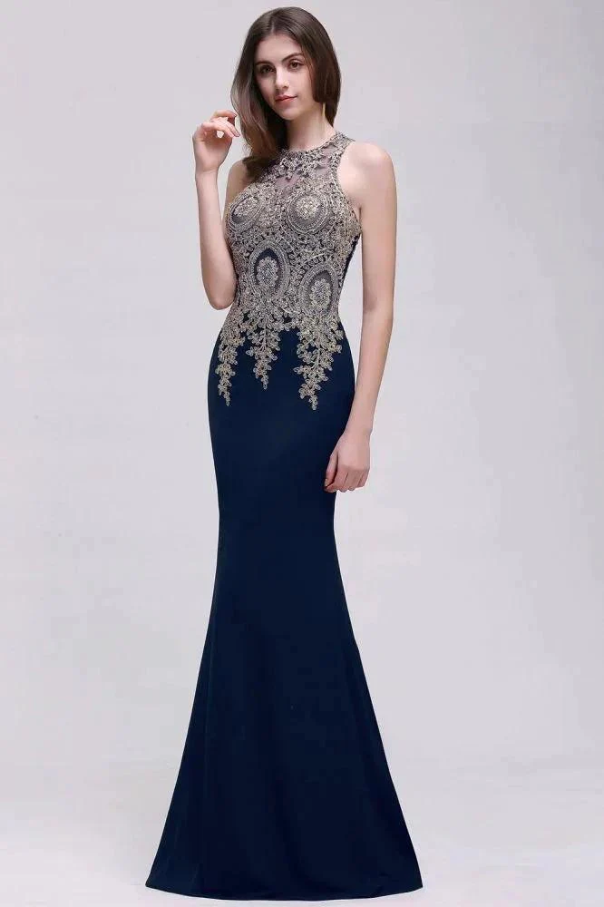 Black Lace Appliques Mermaid Prom Dresses - Image 3