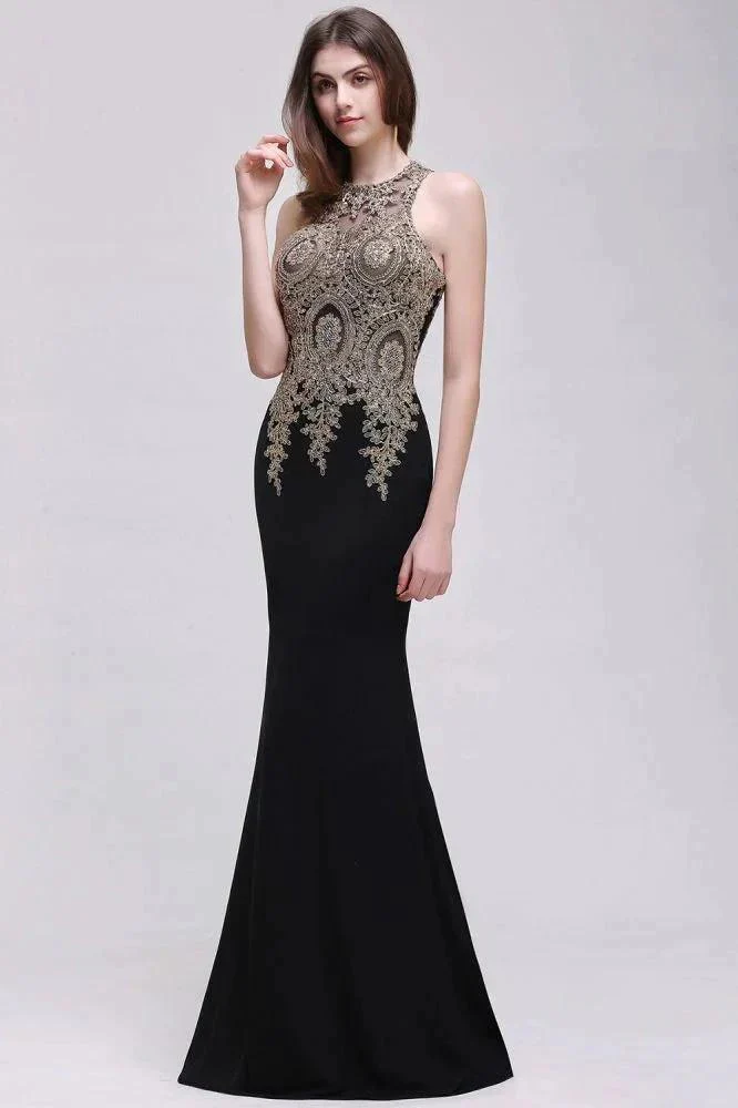 Black Lace Appliques Mermaid Prom Dresses - Image 4