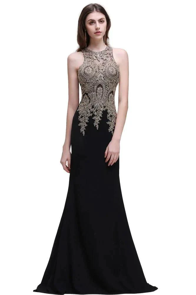 Black Lace Appliques Mermaid Prom Dresses - Image 5