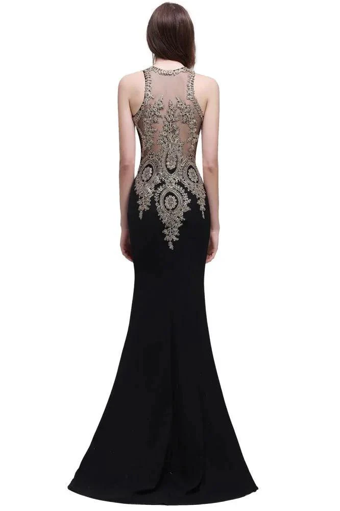 Black Lace Appliques Mermaid Prom Dresses - Image 7