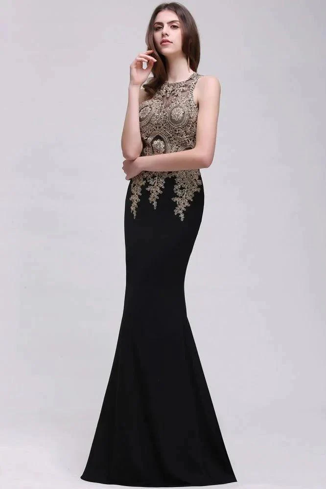 Black Lace Appliques Mermaid Prom Dresses - Image 8