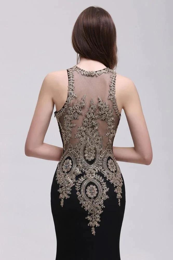Black Lace Appliques Mermaid Prom Dresses - Image 9