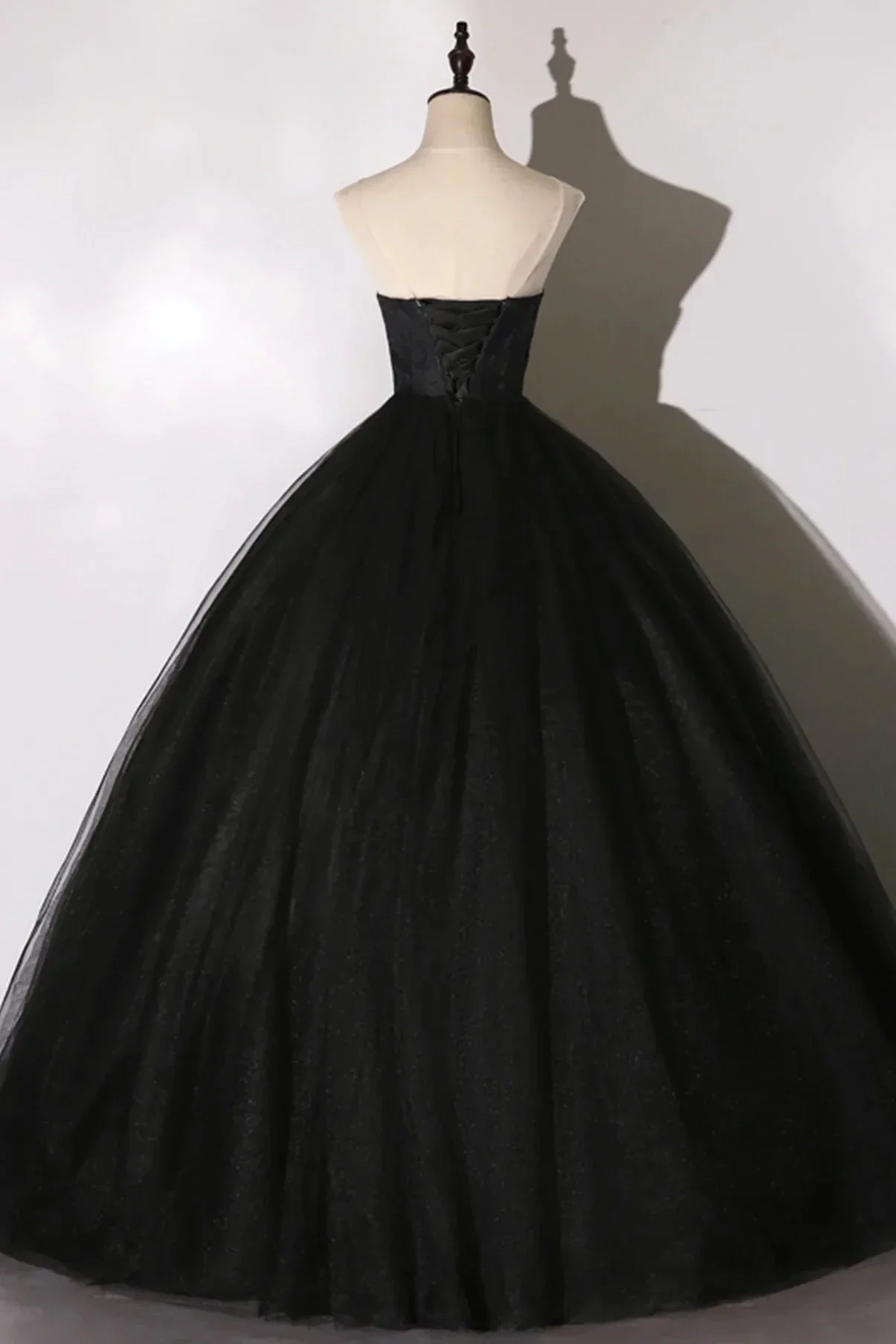Black lace long ball gown dress A line formal dress Y1295 - Image 3