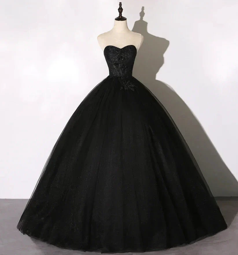 Black lace long ball gown dress A line formal dress Y1295 - Image 4