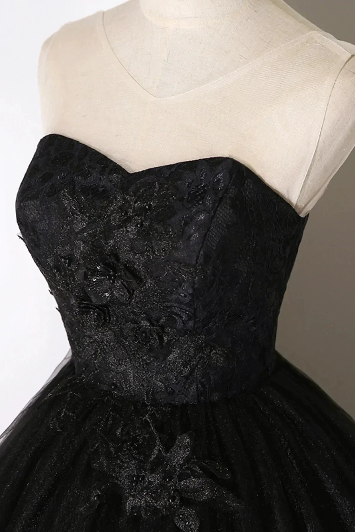 Black lace long ball gown dress A line formal dress Y1295 - Image 5