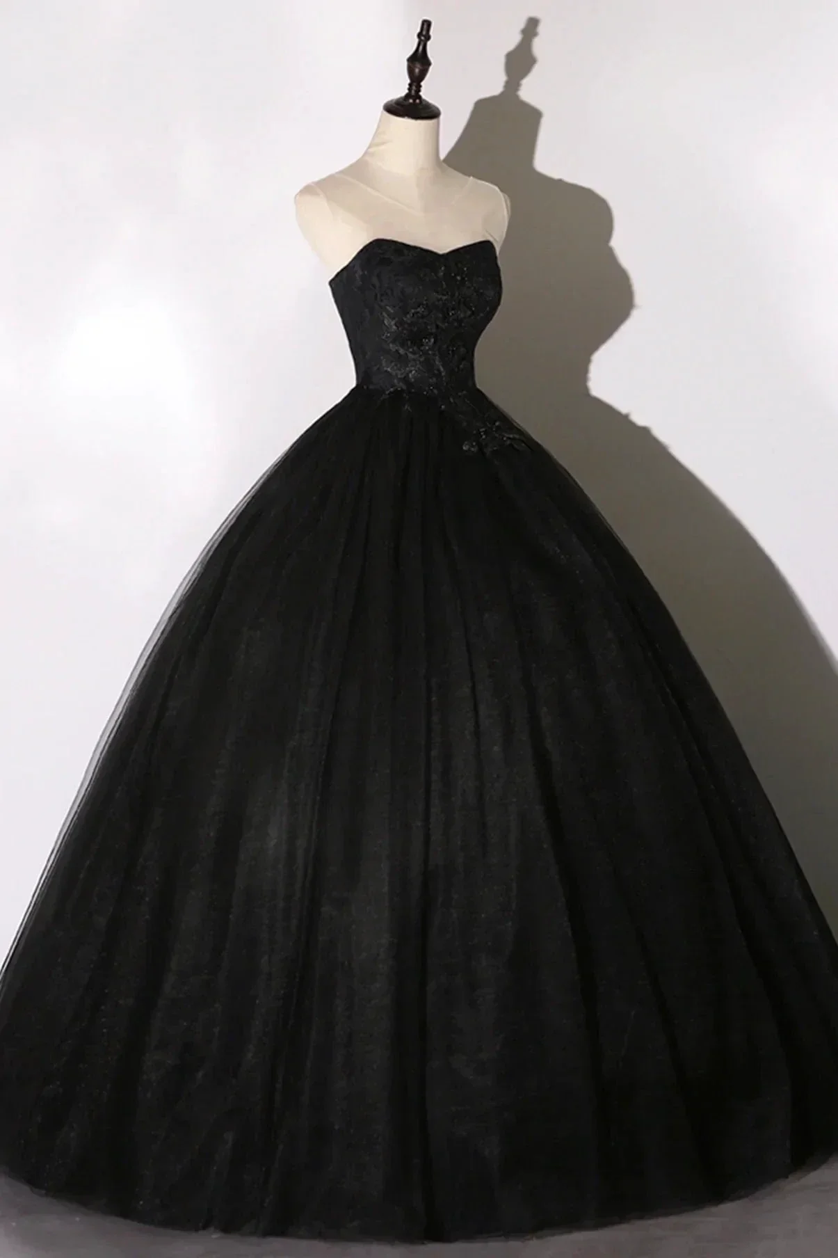 Black lace long ball gown dress A line formal dress Y1295 - Image 6