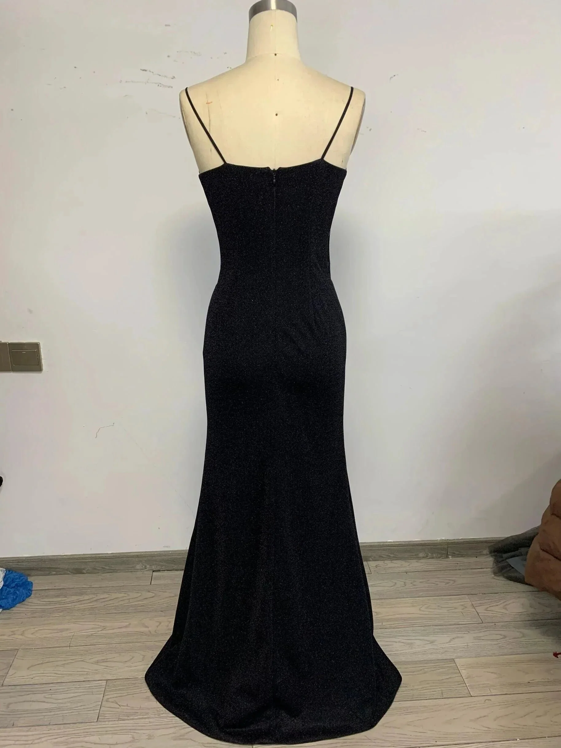 Black Long Prom Dresses Strapless Mermaid Evening Dresses Sparkle Tight Prom Dresses S7919 - Image 3