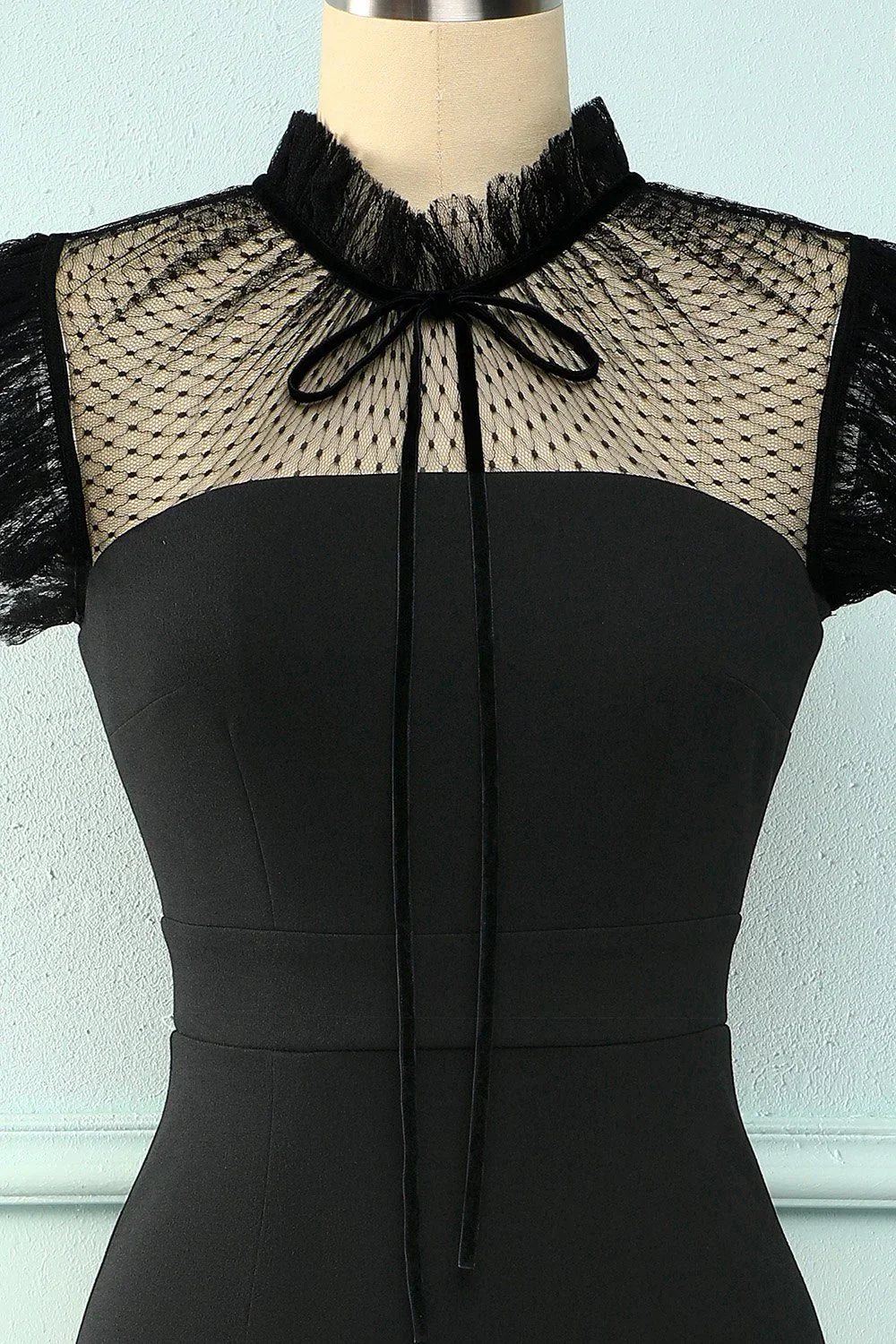 Black Mermaid High Neck Bodycon Dress Short Evening Dress Y5066 - Image 4