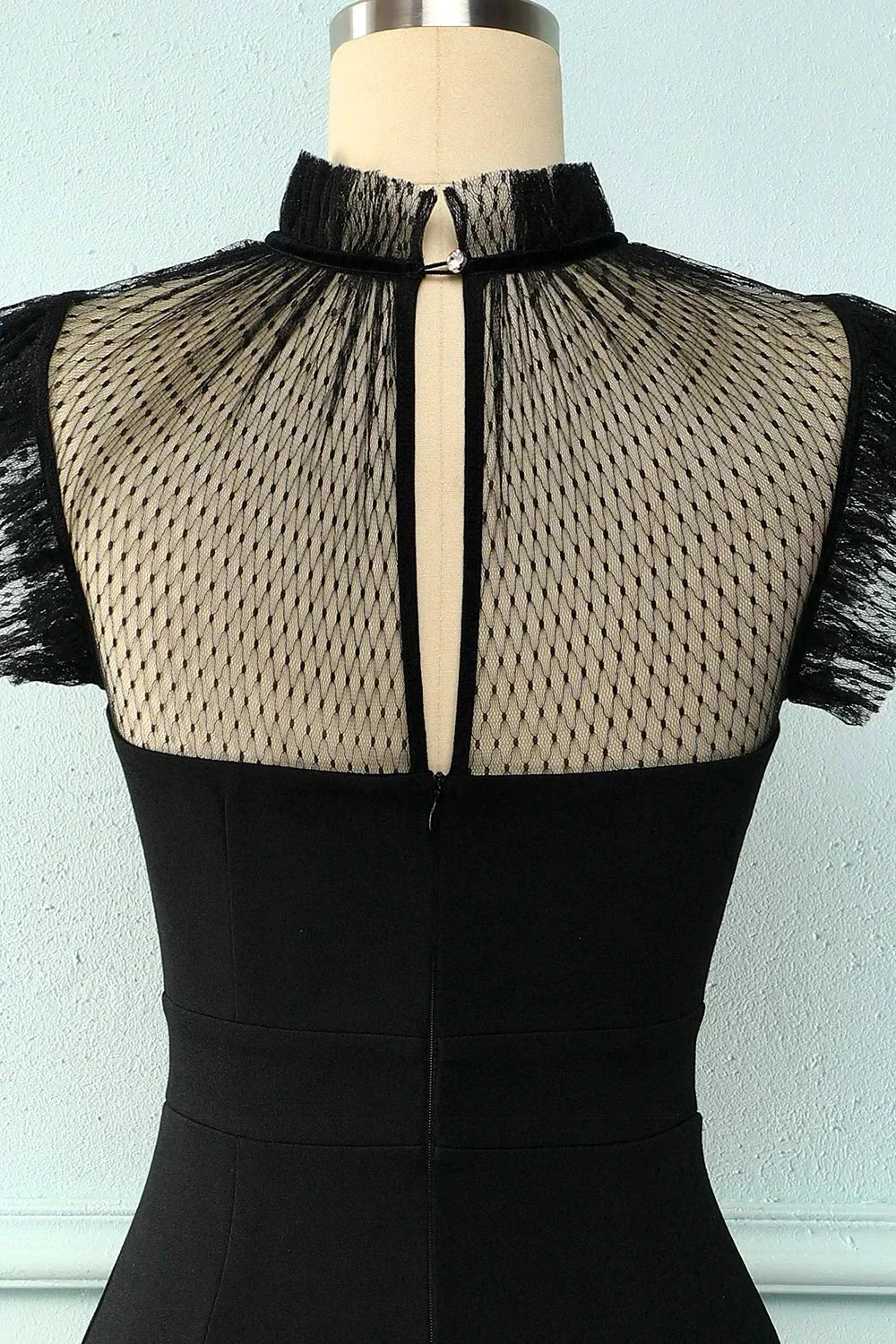 Black Mermaid High Neck Bodycon Dress Short Evening Dress Y5066 - Image 5
