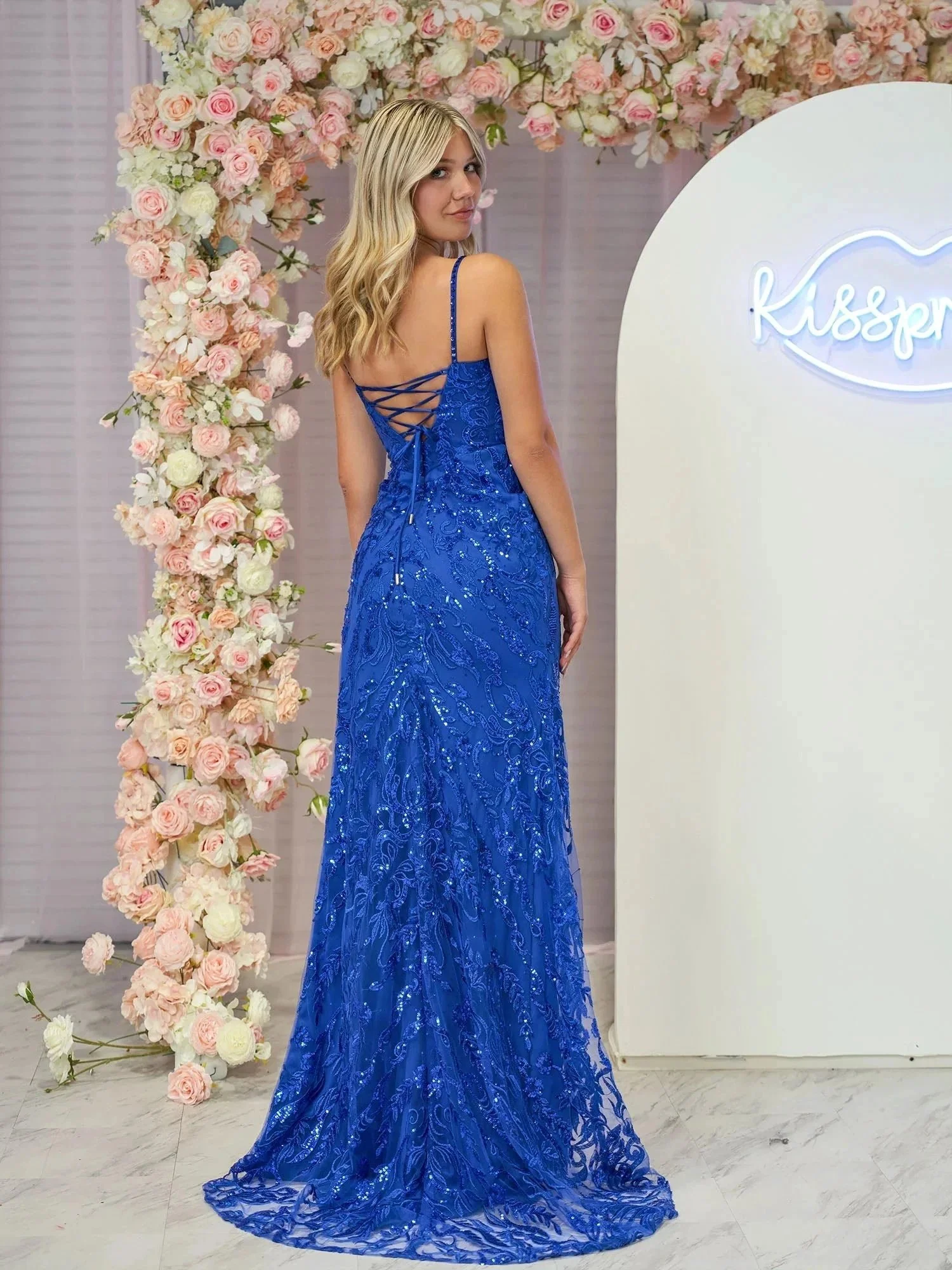 Remy |Mermaid Scoop Neck Sequins Prom Dress with Slit - Image 6