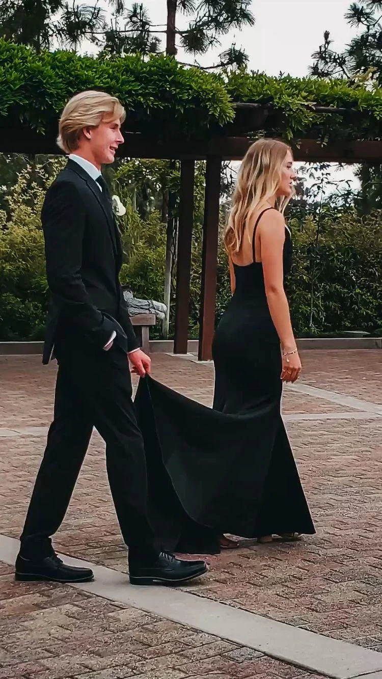 Black Mermaid Spaghetti Straps Long Prom Dress Charming Evening Dress Y424 - Image 2