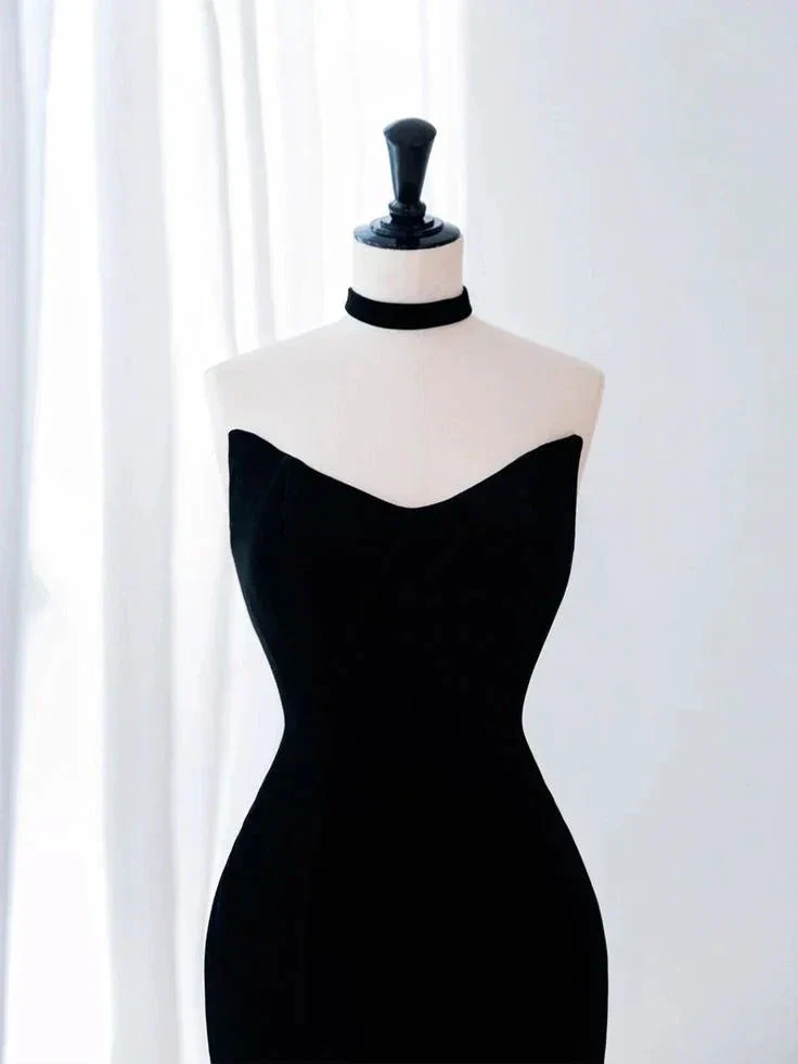 Black Mermaid Velvet Tulle Long Prom Dress Evening Dress Y4678 - Image 4