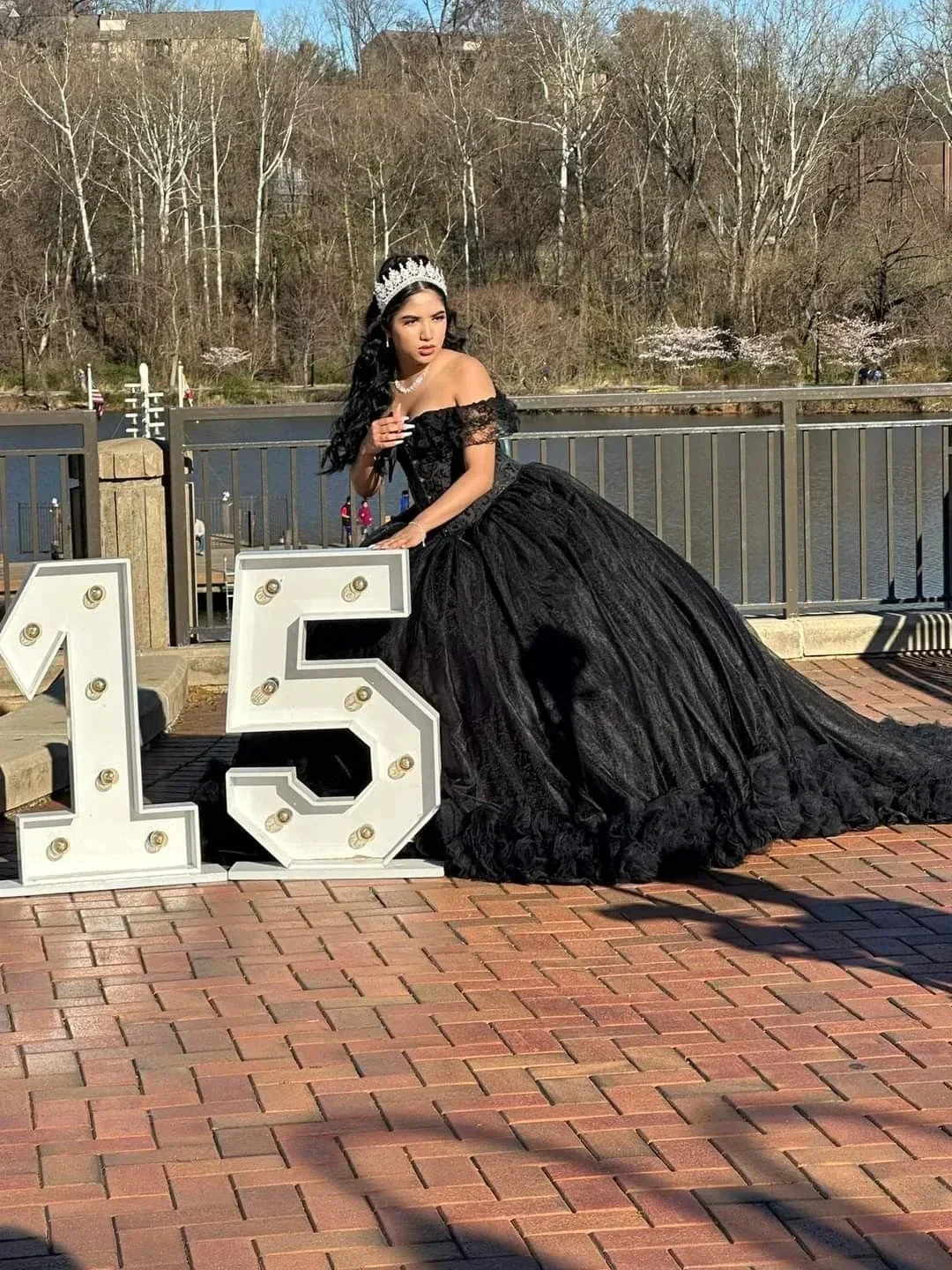 Black Off The Shoulder Ball Gown, Sweet 15 Dress Y5749 - Image 2