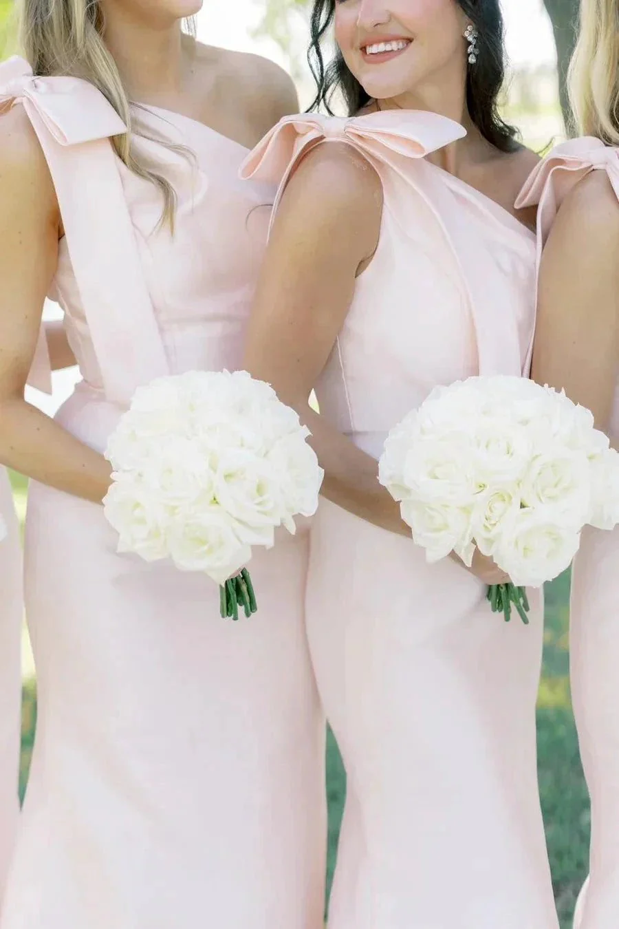 Mermaid One-Shoulder Bow Strap Black Bridesmaid Dress BD125 - Image 7