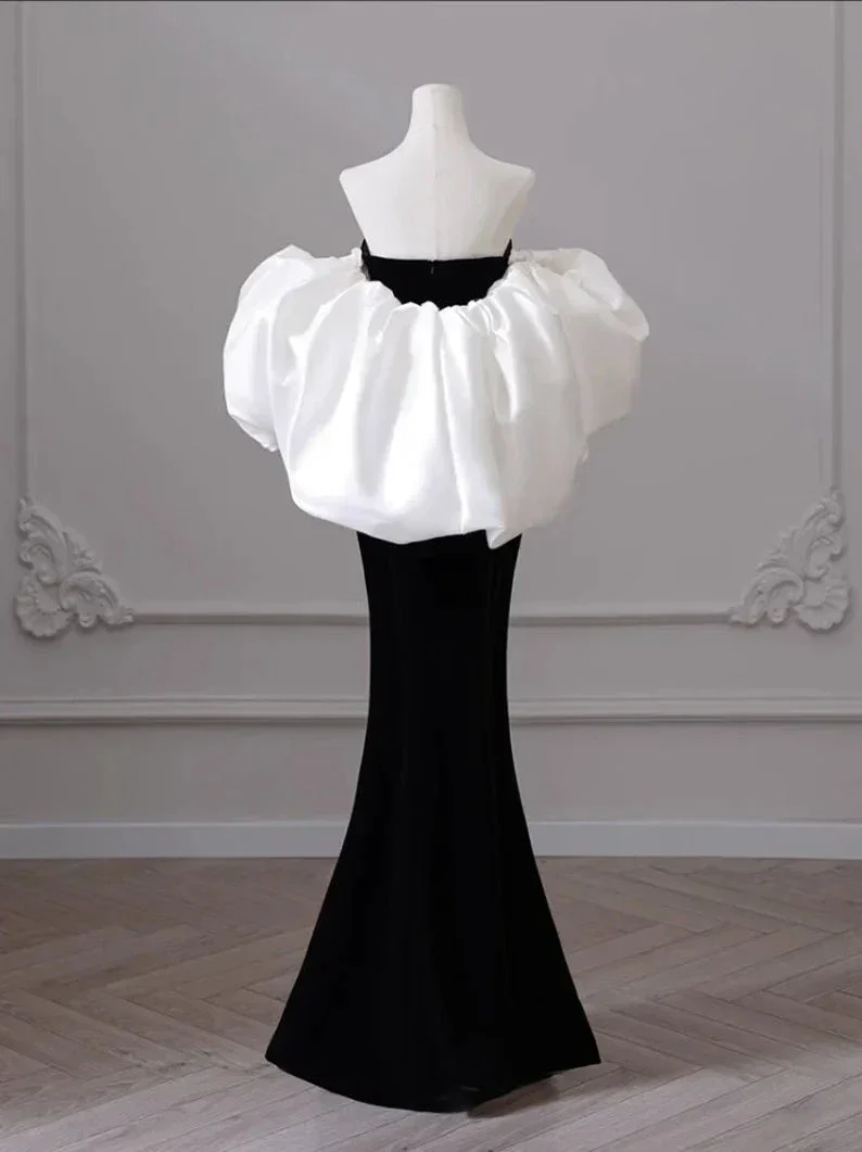 Black one-shoulder evening dress high-end mermaid banquet temperament prom dress Y4382 - Image 2