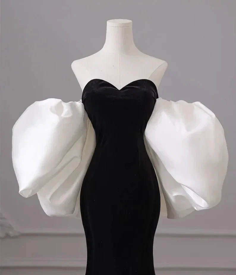 Black one-shoulder evening dress high-end mermaid banquet temperament prom dress Y4382 - Image 5