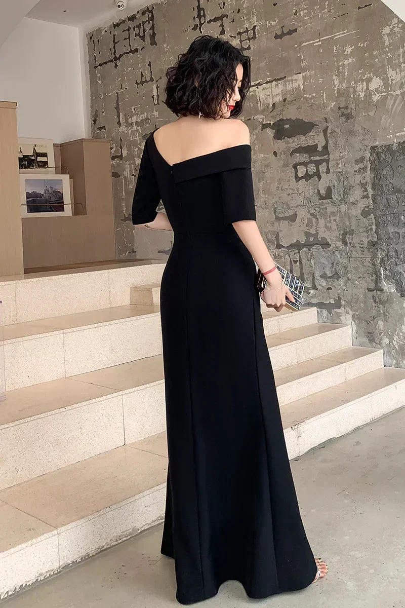 Black One Shoulder Slit Long Evening Dress Black Formal Dress Prom Dress Y946 - Image 3
