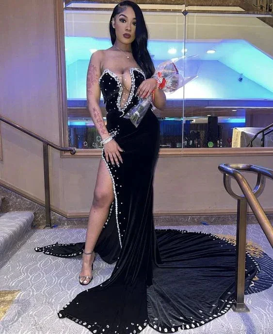 Black Prom Dresses Long Mermaid Formal Party Gowns Evening Dress Y1652 - Image 2