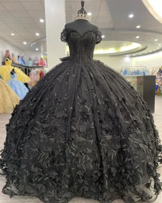 Black QuinceaƱera Dress,Black Ball Gown,Sweet 16 Dress Y1447 - Image 2
