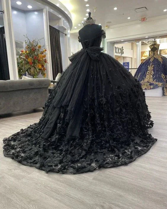 Black QuinceaƱera Dress,Black Ball Gown,Sweet 16 Dress Y1447 - Image 3