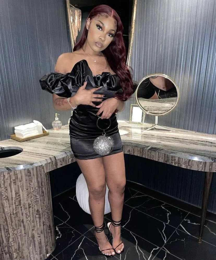 Black Ruffle Strapless Homecoming Dress Black Birthday Party Dress Y2609 - Image 2