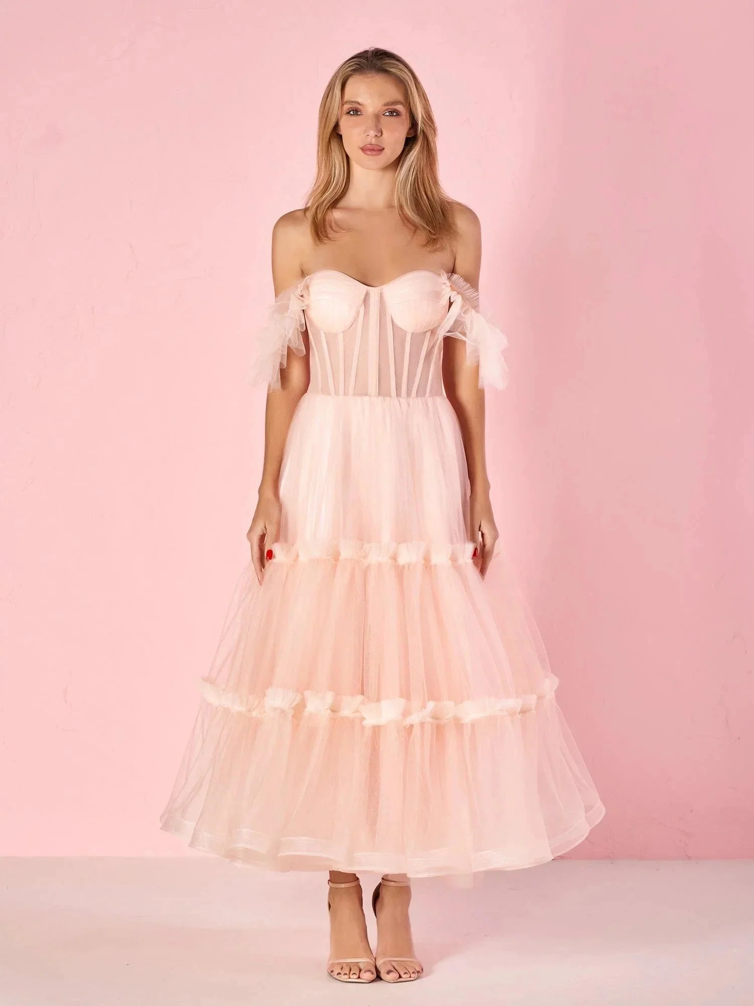 Katalina |A-Line Corset Ruffled Tulle Prom Dress - Image 2