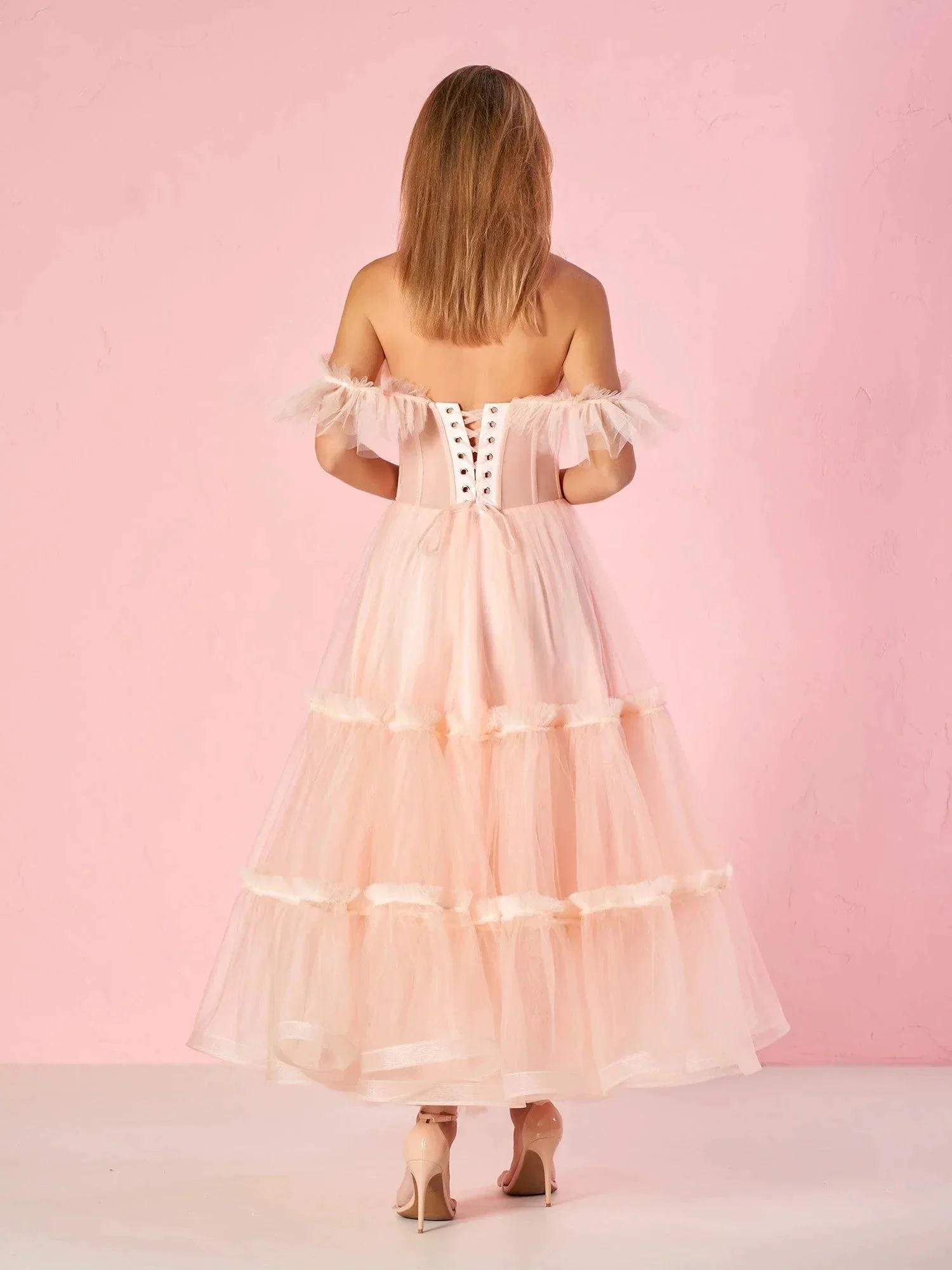 Katalina |A-Line Corset Ruffled Tulle Prom Dress - Image 3