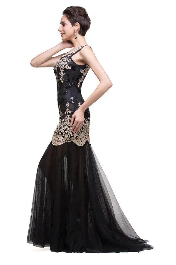 Black Scoop Sweep-length Mermaid Formal Dresses - Image 5