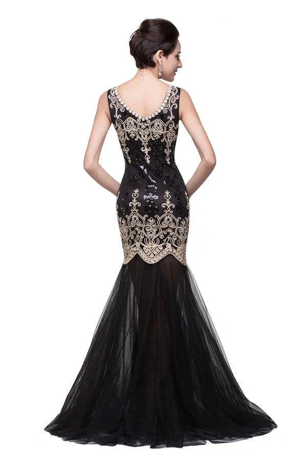 Black Scoop Sweep-length Mermaid Formal Dresses - Image 6