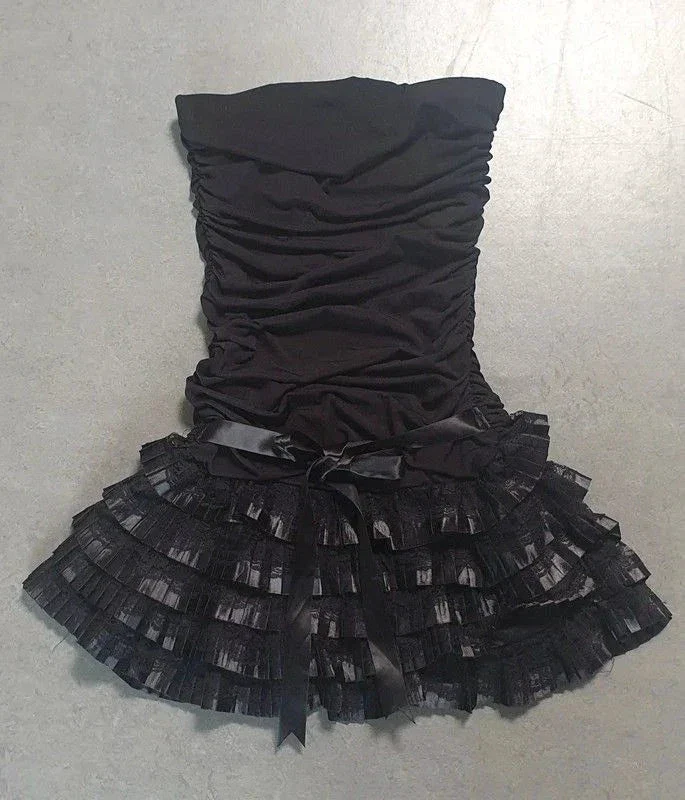 Black Strapless Homecoming Dress Black Party Dress Cocktail Dress Y2360 - Image 2