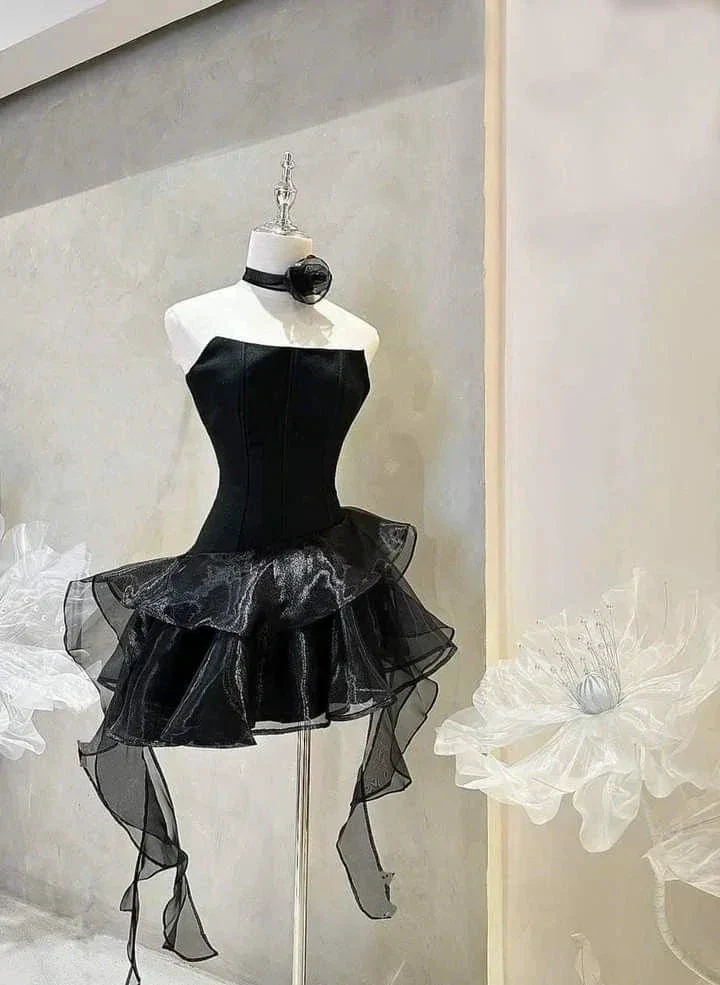 Black Strapless Homecoming Dress Cocktail Dress Y2689 - Image 2
