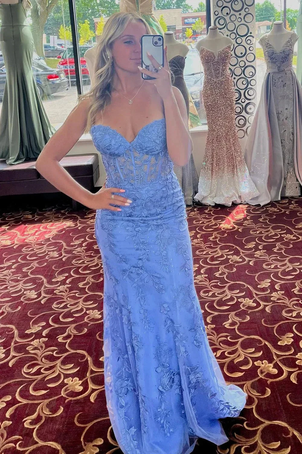 Black Strapless Mermaid Prom Dress With Lace Appliques PSK460 - Image 5