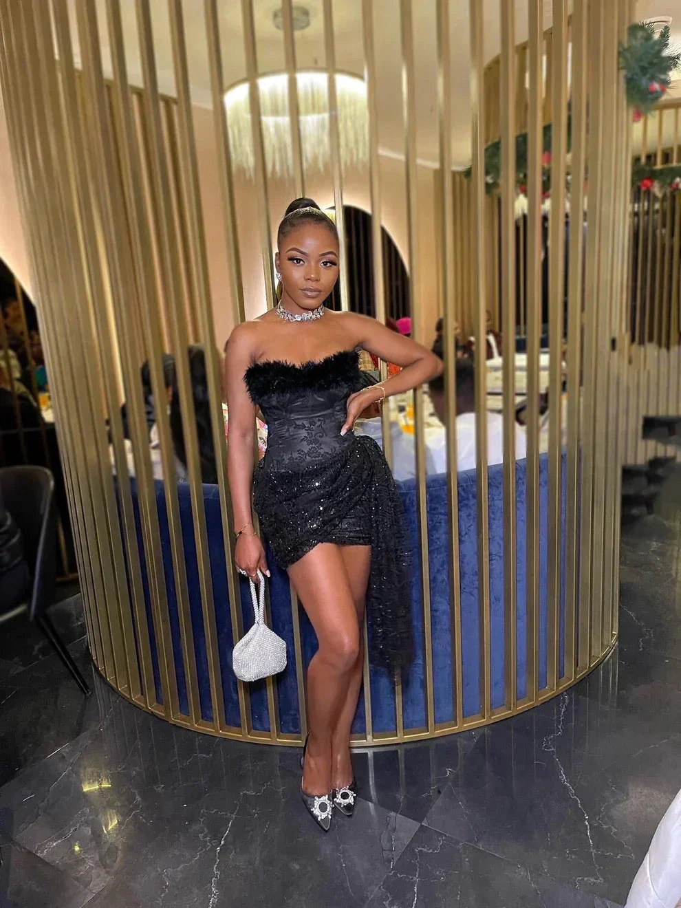 Black Strapless Mini Birthday Party Dress Homecoming Dress Y8132 - Image 2