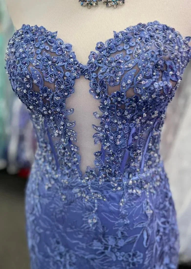 Terry | Black Sweetheart Lace Appliques Mermaid Long Prom Dresses - Image 4