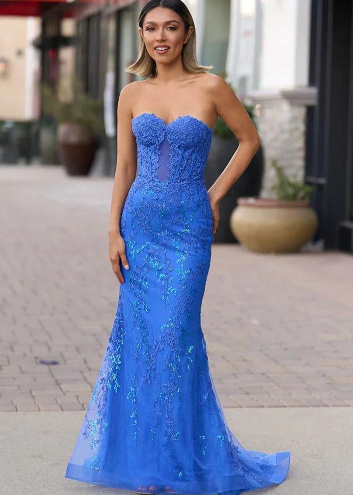 Terry | Black Sweetheart Lace Appliques Mermaid Long Prom Dresses - Image 9