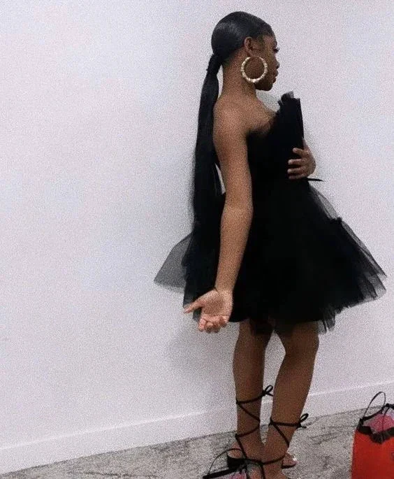 Black Tulle Homecoming Dress Cute Little Black Party Dress Y504 - Image 3