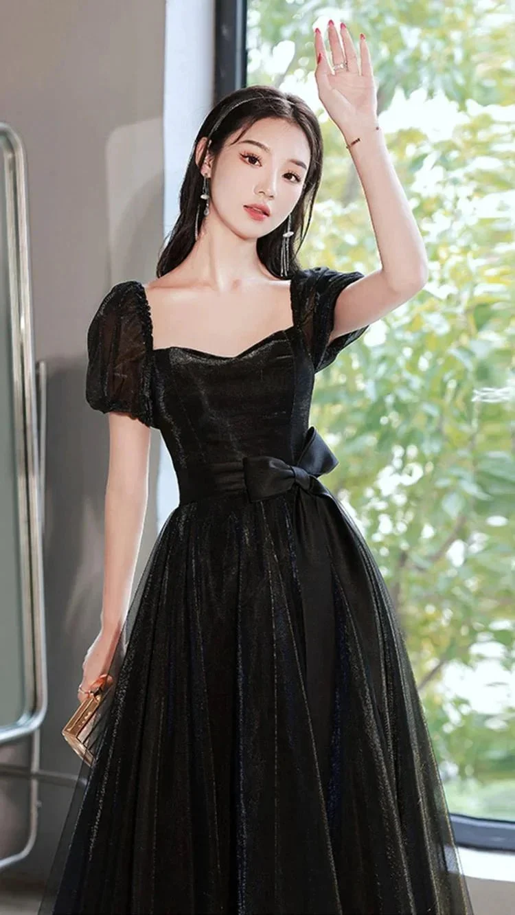 Black Tulle Long Prom Dress A line Evening Dress Y1138 - Image 3