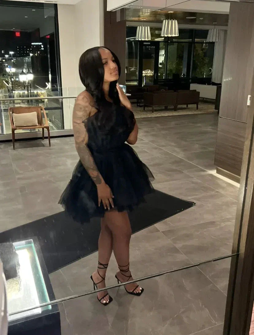 Black Tulle Party Dress Black Short Homecoming Dress Y4518 - Image 2