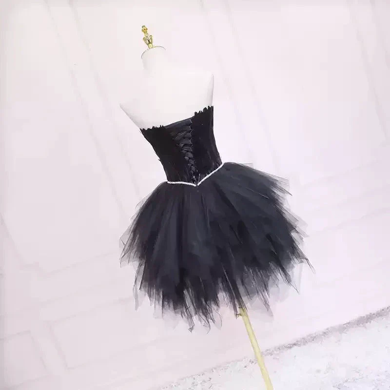 Black Tulle Short Homecoming Dress Strapless Homecoming Dress s38 - Image 6