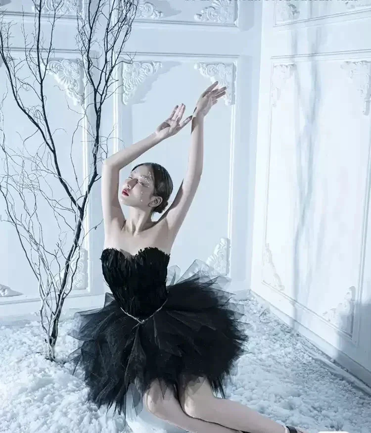Black Tulle Short Homecoming Dress Strapless Homecoming Dress s38 - Image 7