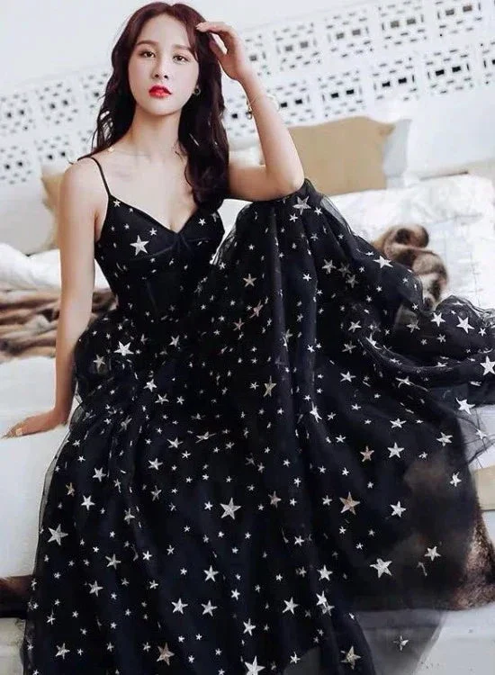 Sexy Black Sweetheart Tulle Long Party Dress Chic Black Evening Dress Prom Dress Y1159 - Image 2
